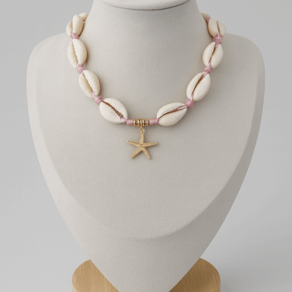Cowrie & Starfish Choker (Pink)