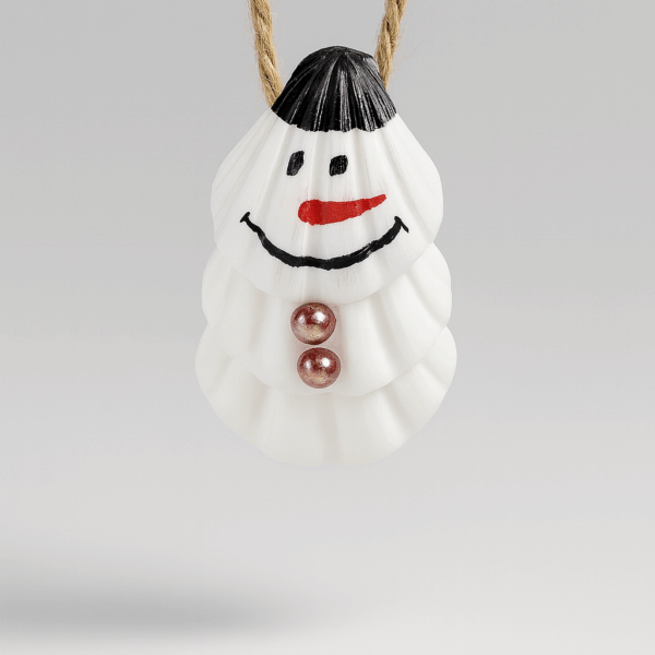 Handmade Seashell Snowman Ornamen