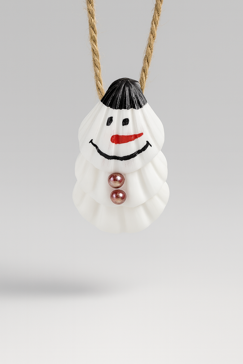 Handmade Seashell Snowman Ornamen