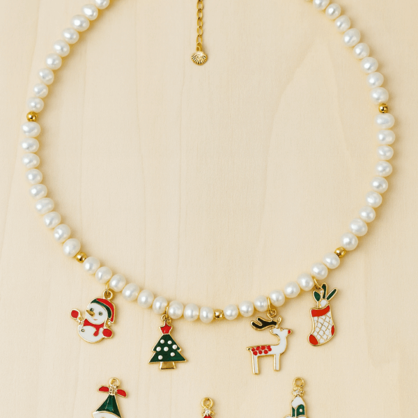 Pearl Christmas Charm Necklace