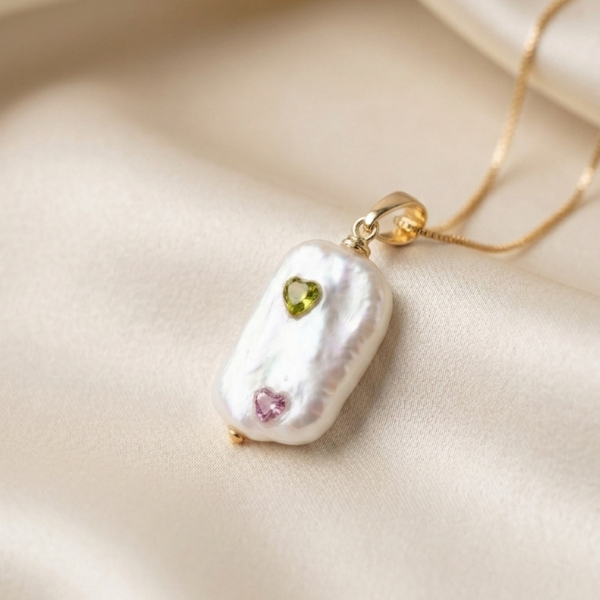 The Duo Heart Pearl Pendant