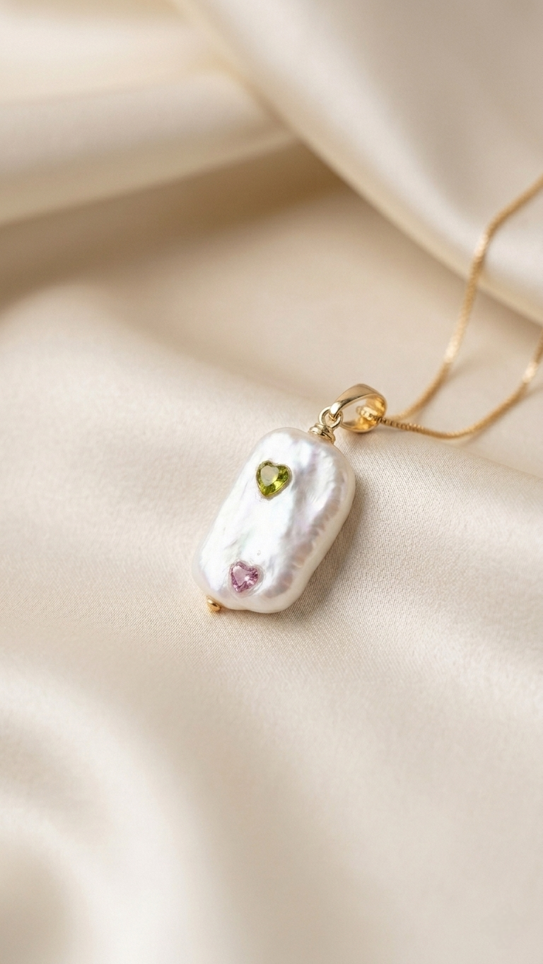 The Duo Heart Pearl Pendant