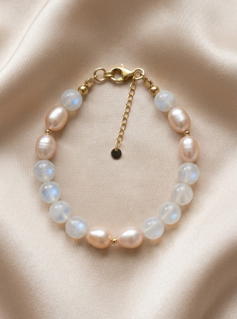 The Pearl-Crested Moonstone Bracelet