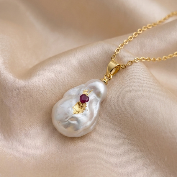 ruby heart baroque pendant